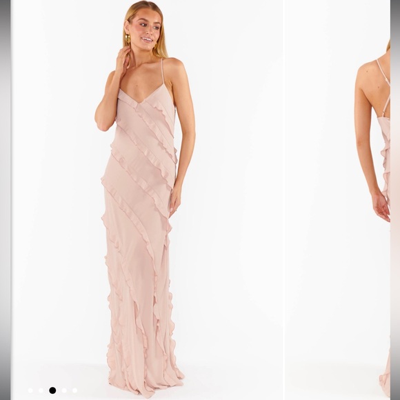 Mumu Romance Ruffle Dress - Dusty Blush Crisp - Picture 2 of 6